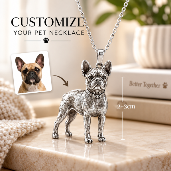 Personalized 925 Sterling Silver 3D Pet Photo Pendant Custom Full Body French Bulldog Figure Necklace Gift For Pet Owners
