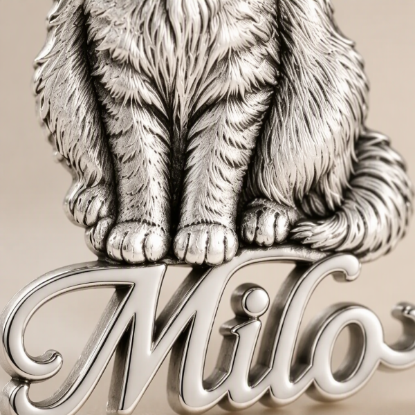 Personalized 925 Sterling Silver 3D Relief Full Body Pet Portrait Necklace Custom Photo Name Pendant Gift For Pet Lovers