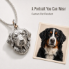 Custom 925 Sterling Silver 3D Pet Photo Portrait Pendant Sculpted Dog Cat Head Charm Memorial Gift For Her