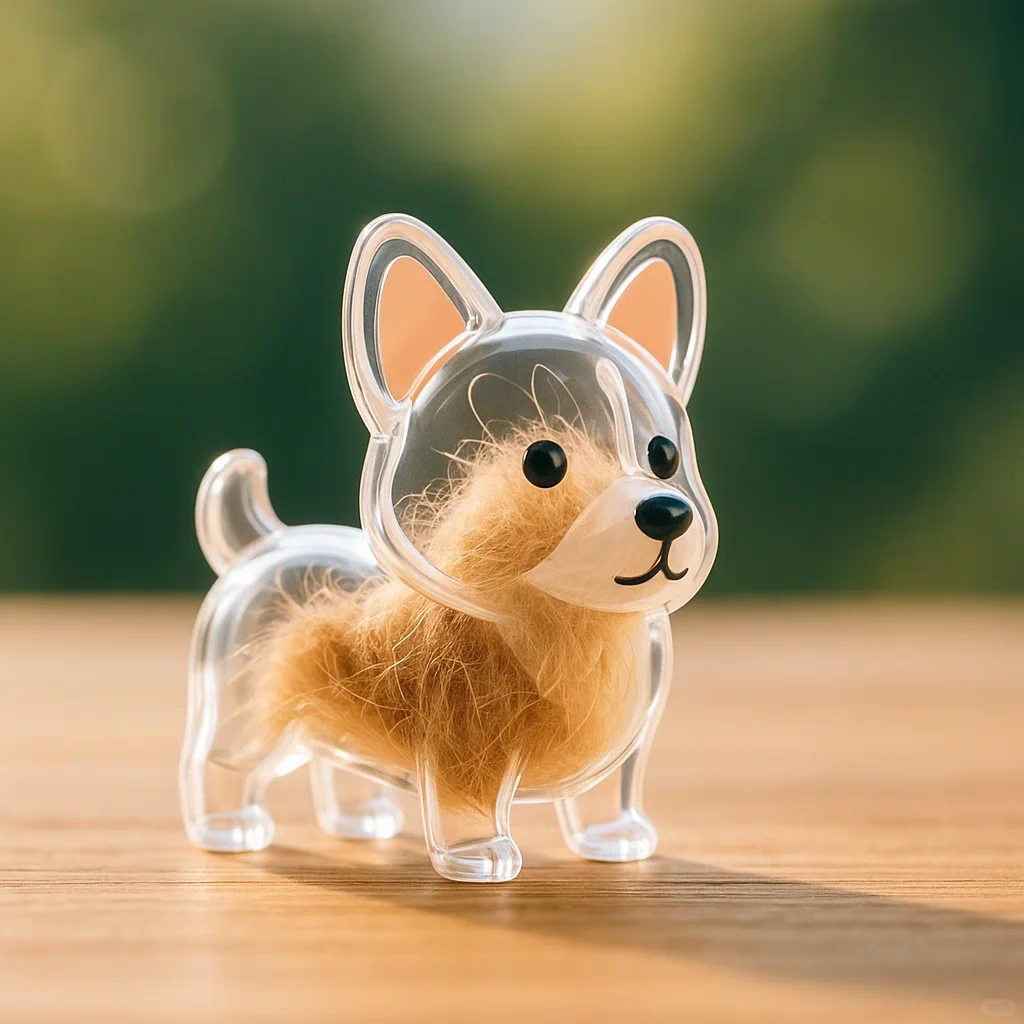 Pet Hair Keepsake Keychain Clear Dog Fur Memory Capsule Charm for Pet Lovers