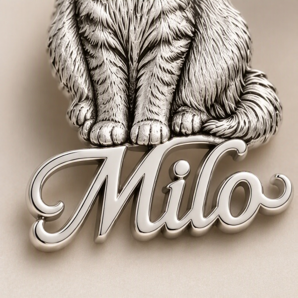 Personalized 925 Sterling Silver 3D Relief Full Body Pet Portrait Necklace Custom Photo Name Pendant Gift For Pet Lovers