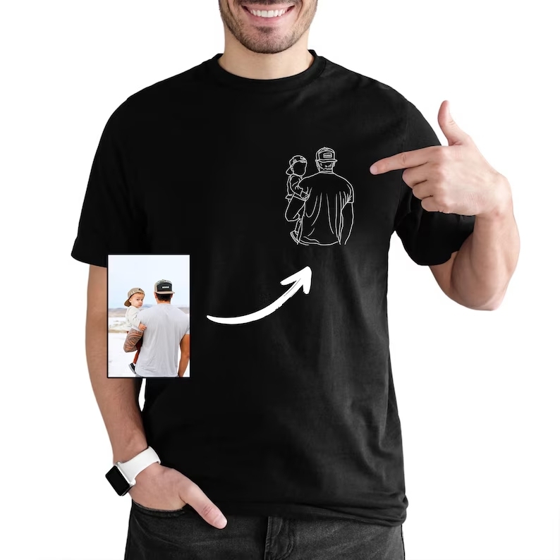 Custom Photo Shirt For Dad Fathers Day Gifts Father's Day Shirt Personalized Dad Portrait Shirt Dad Birthday Gifts