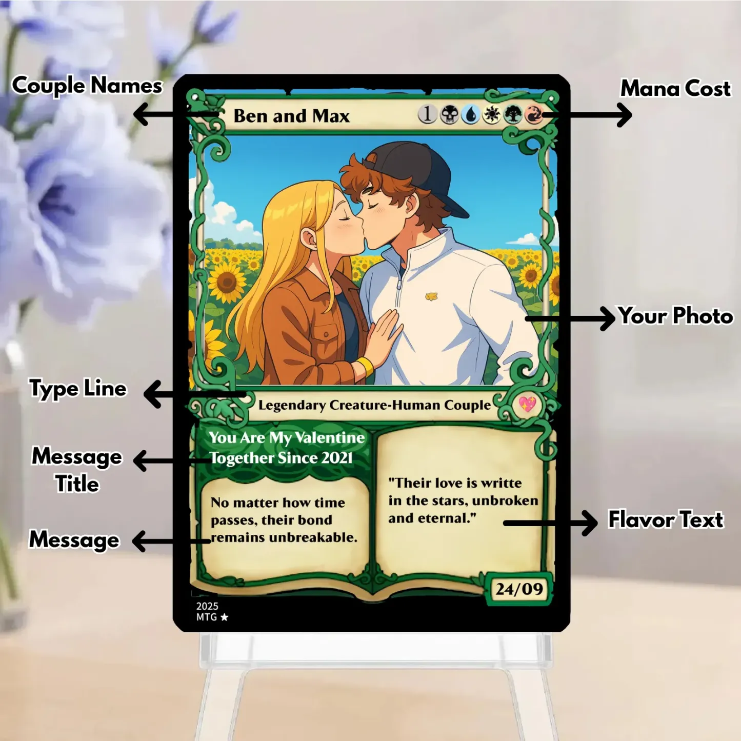 Personalized Magic Card Couple Photo Anime Style Valentine's Day Gift for Couple - CustomPhotoKeychainUK