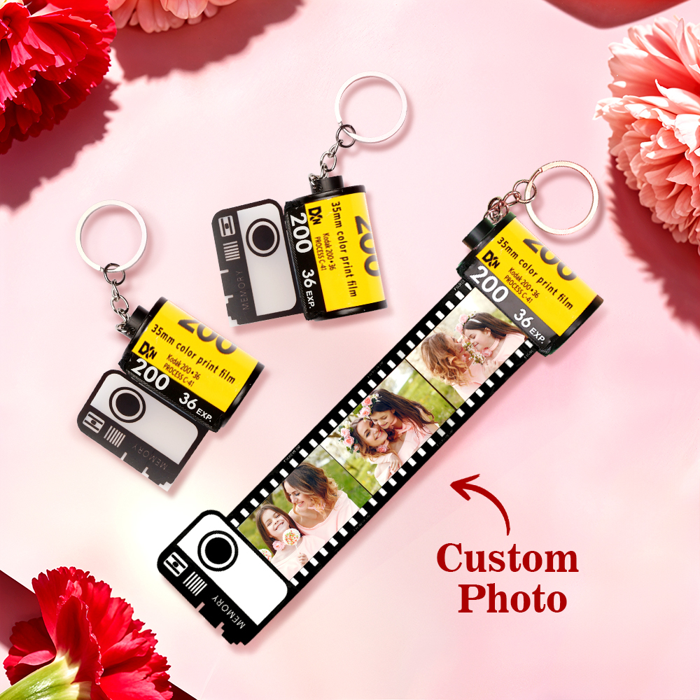 Mother's Day Gift Love Custom Camera Roll Keychain Personalized Film Roll Keyring Romantic Customized Gifts