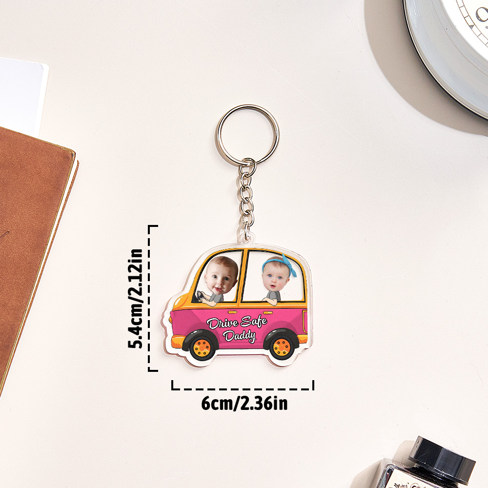 Personalized Drive Safe Keychain Custom Car Style Keychain Gifts for Father - CustomPhotoKeychainUK