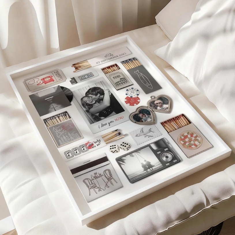 Custom Photo Matchbox Wooden Frame with Your Text Matchbook Poster Print Wall Art Anniversary Gift - CustomPhotoKeychainUK