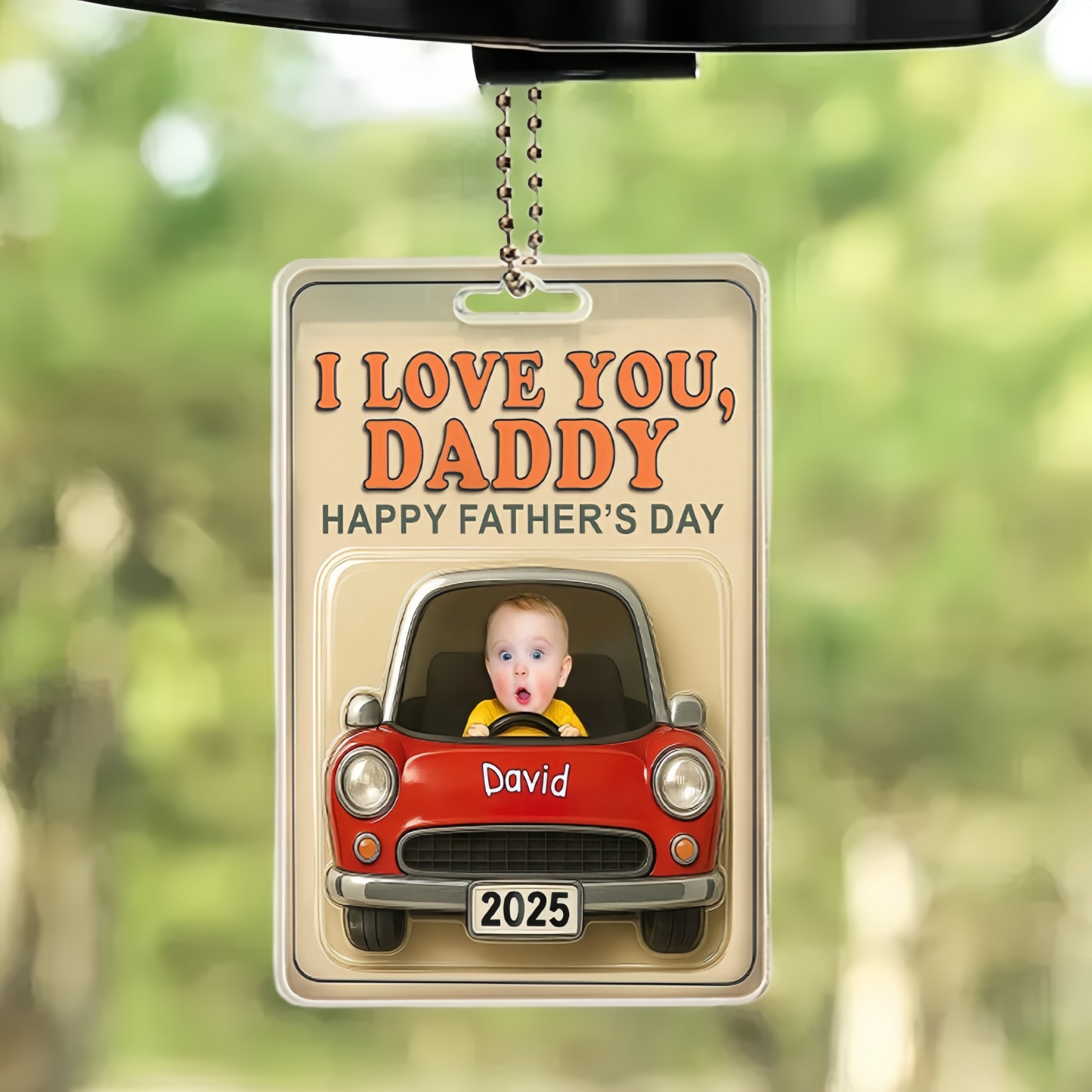 Personalized Fathers Day Gift For Dad, Acrylic Car Hanger Daddy Kids Face Car Toy Action Figure Baby Face New Dad Gift, Grandpa Gift, Best Dad