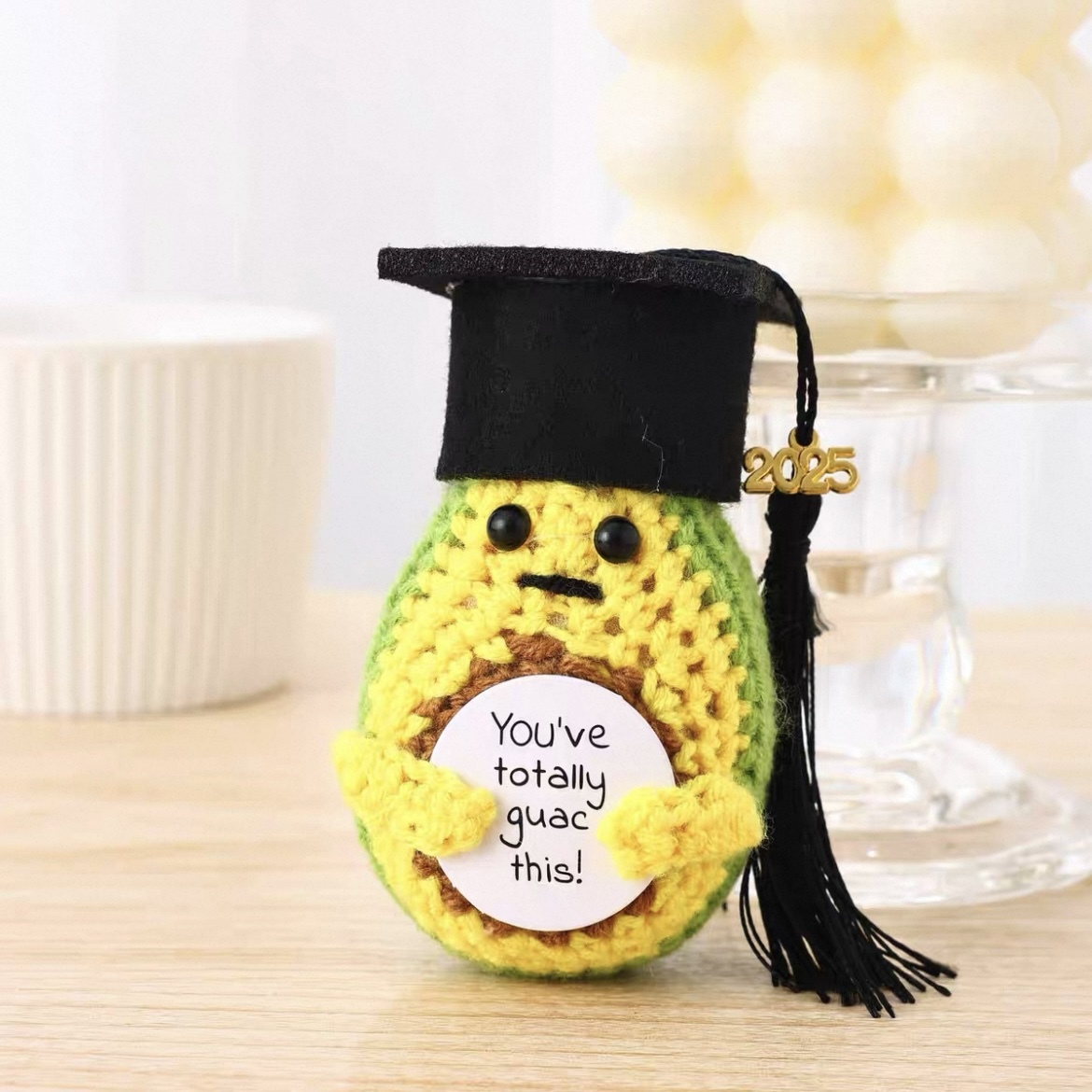 2025 Doctoral Hat Handmade Crochet Doll Positive Energy Graduation Gift Suitable for Friends, Classmates and Teachers
