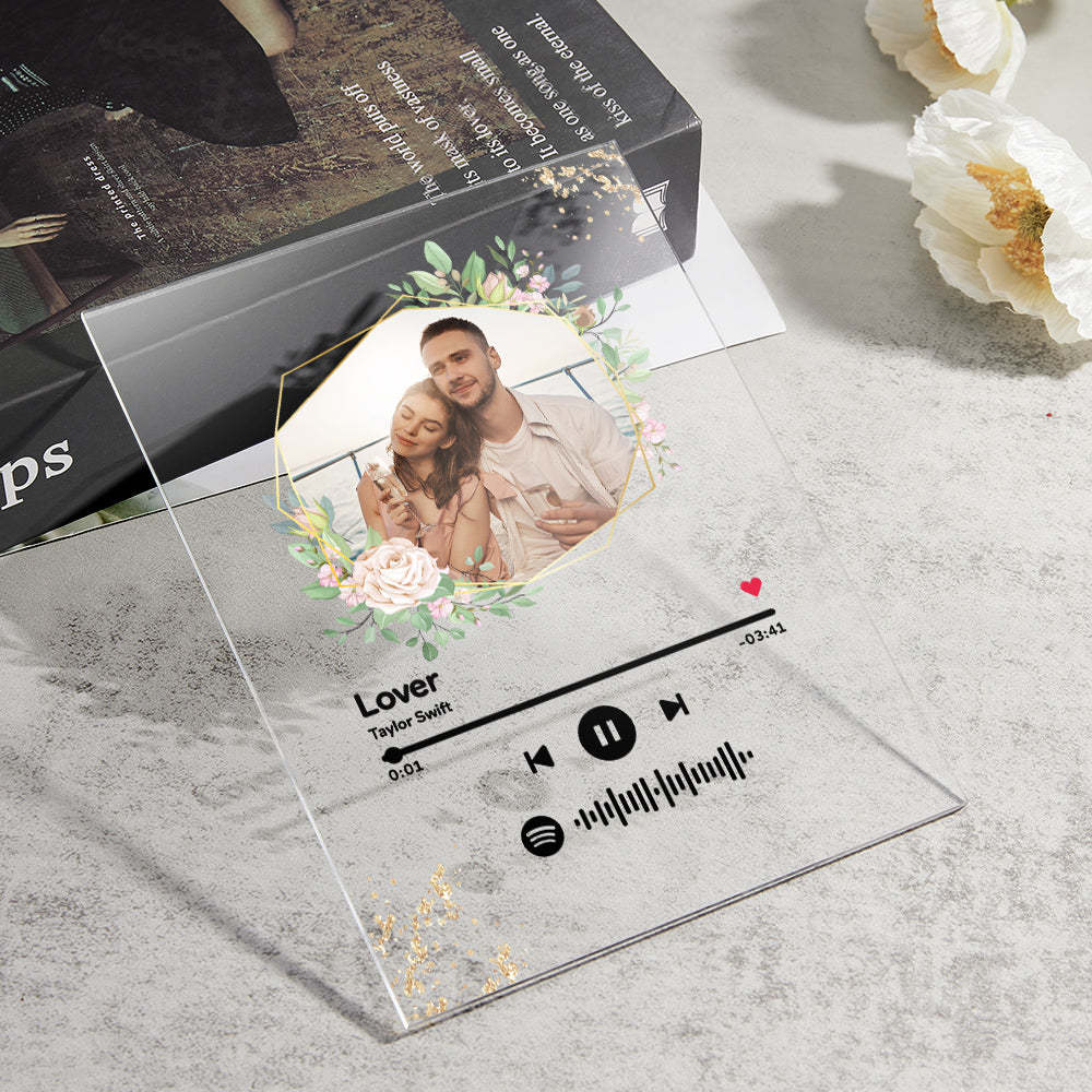 Custom Spotify Code Song Plaque Music Glass Keychain/Plaque/NightLight Gift For Lover - customphotokeychain