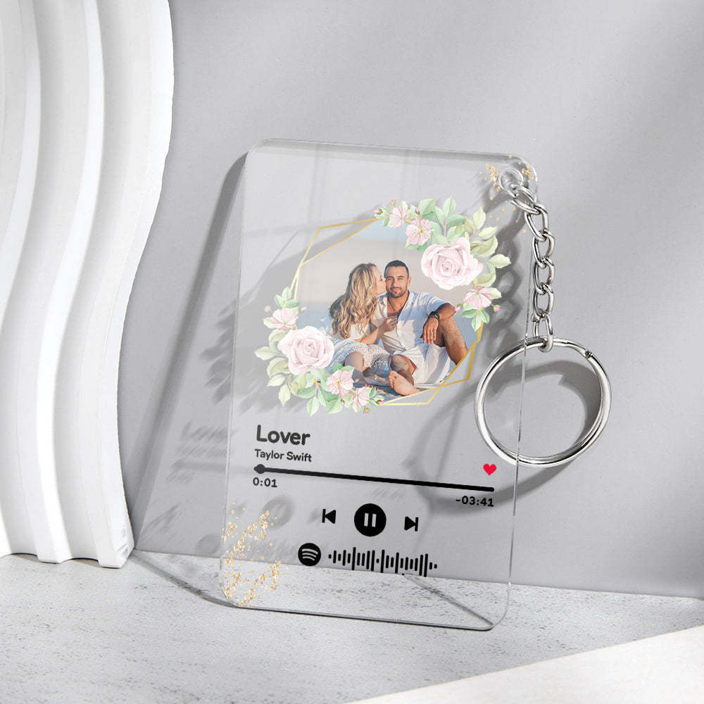 Custom Spotify Code Song Plaque Music Glass Keychain/Plaque/NightLight Gift For Lover - customphotokeychain