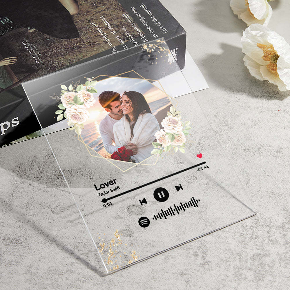 Custom Spotify Code Song Plaque Music Glass Keychain/Plaque/NightLight Gift For Lover - customphotokeychain