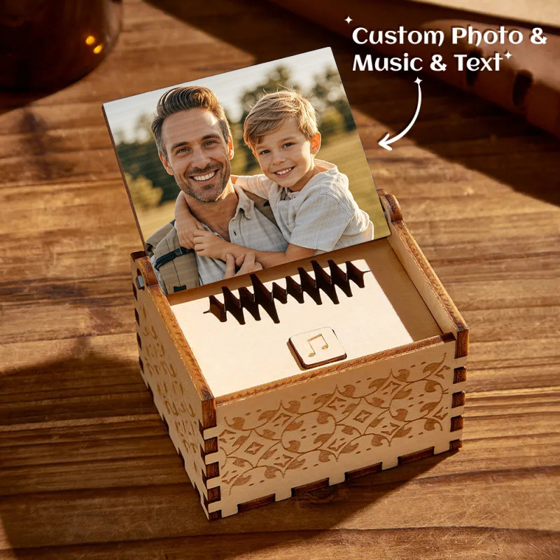 Custom Digital Music Box Any song Tune or Voice Personalized Wooden Photo Music Box with Text Father's Day Gifts