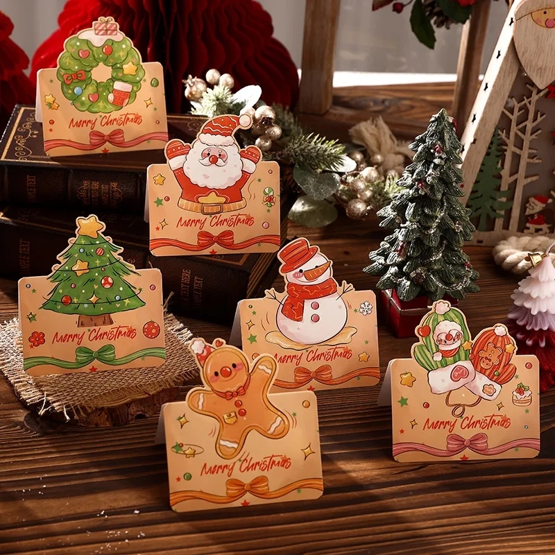 Handwritten Christmas Greeting Card Retro Cartoon Design Decoration Small Festive Gift Card Simple Style