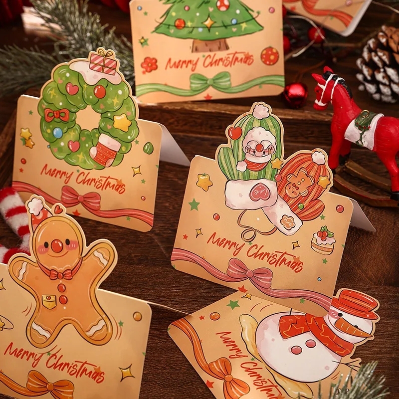 Handwritten Christmas Greeting Card Retro Cartoon Design Decoration Small Festive Gift Card Simple Style