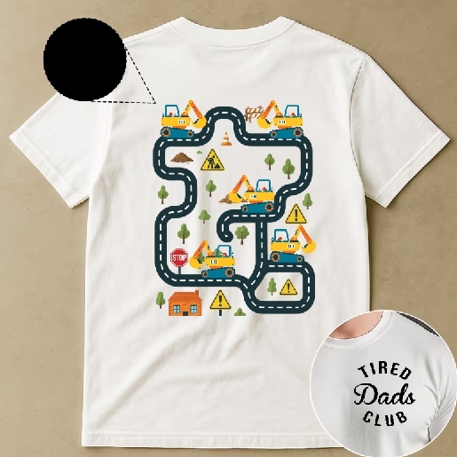 Personalized Shirt Tired Dads Club Construction Car Track Massage Funny Father Day Gifts For Dad - CustomPhotoKeychainUK