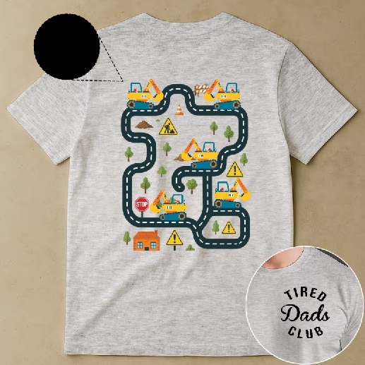 Personalized Shirt Tired Dads Club Construction Car Track Massage Funny Father Day Gifts For Dad - CustomPhotoKeychainUK