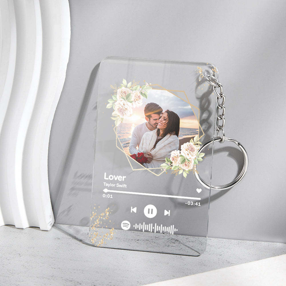 Custom Spotify Code Song Plaque Music Glass Keychain/Plaque/NightLight Gift For Lover - customphotokeychain