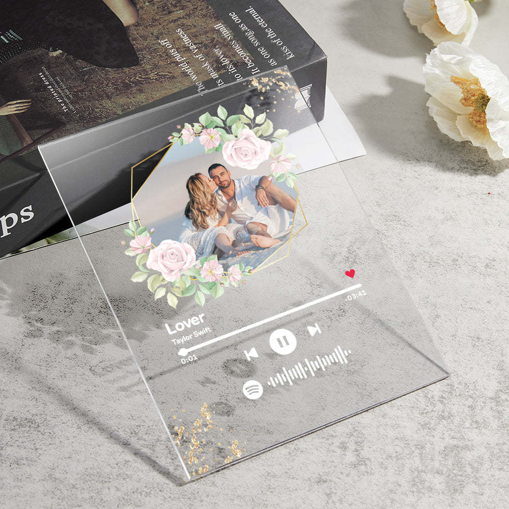 Custom Spotify Code Song Plaque Music Glass Keychain/Plaque/NightLight Gift For Lover - customphotokeychain