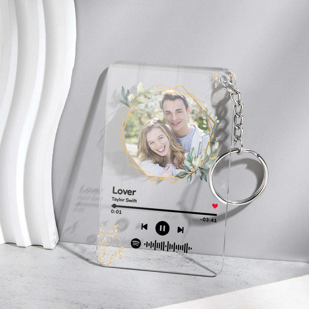 Custom Spotify Code Song Plaque Music Glass Keychain/Plaque/NightLight Gift For Lover - customphotokeychain