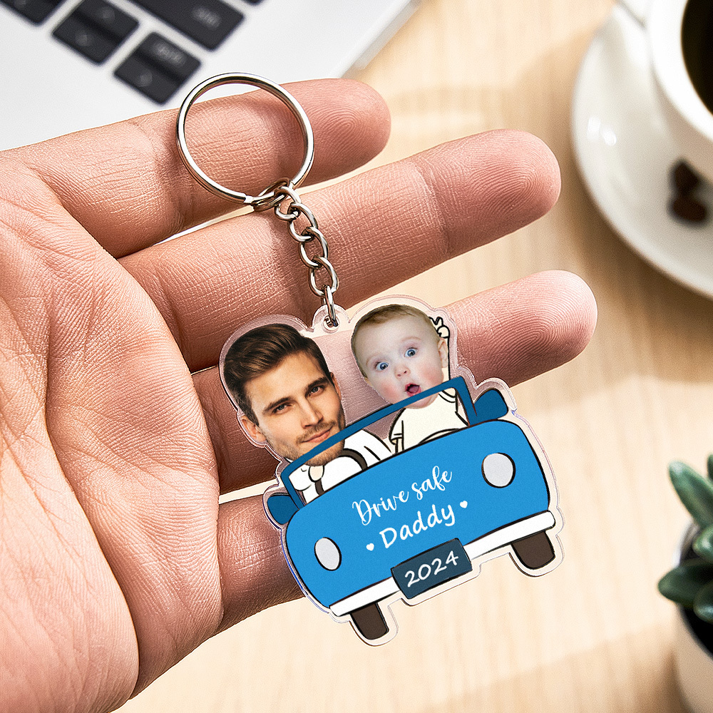 Personalized Drive Safe Keychain Custom Car Style Keychain Gifts for Father - CustomPhotoKeychainUK