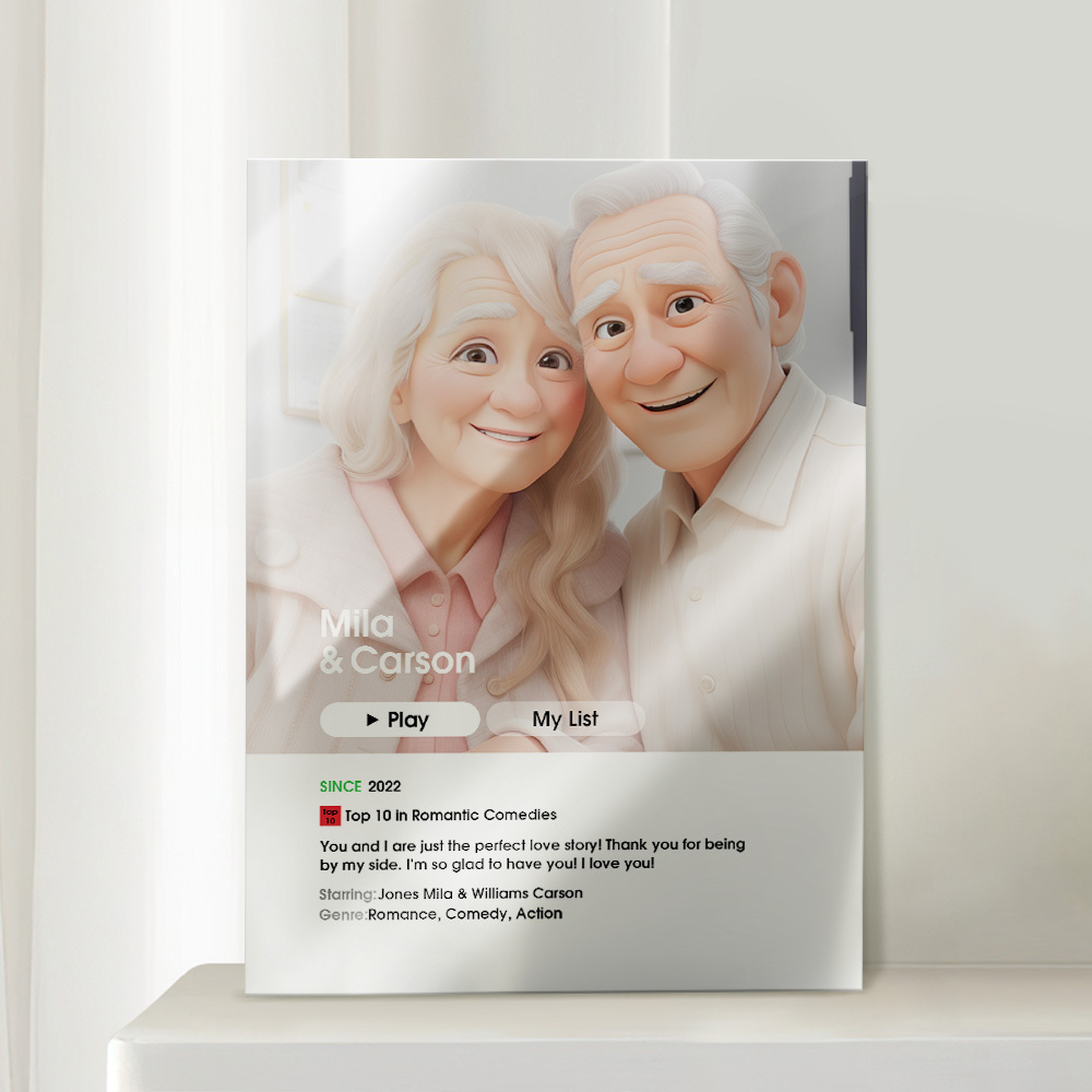 Gifts for Her Custom Cartoon from Your Photo Love Movie Poster Plaque
