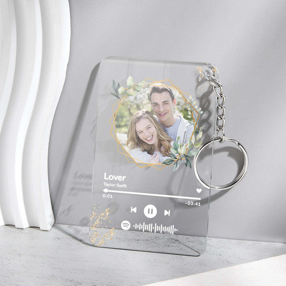 Custom Spotify Code Song Plaque Music Glass Keychain/Plaque/NightLight Gift For Lover - customphotokeychain