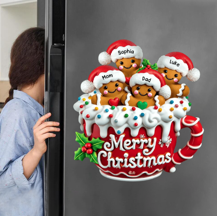 Merry Christmas - Personalized Gingerbread Family Decal