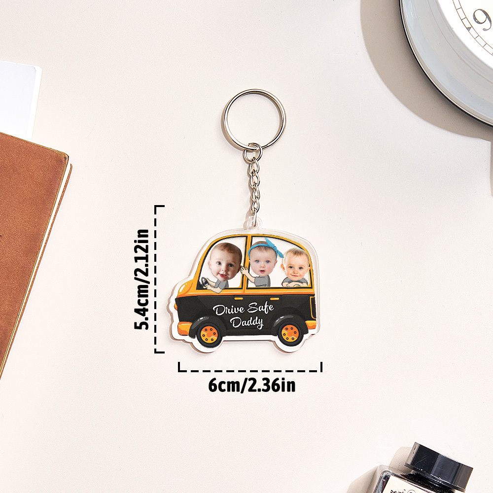 Personalized Drive Safe Keychain Custom Car Style Keychain Gifts for Father - CustomPhotoKeychainUK