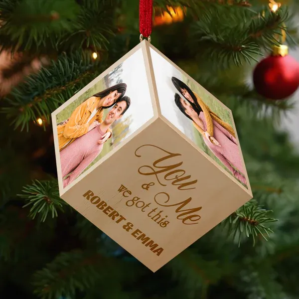 Custom Photo You And Me We Got This Cube Ornament
