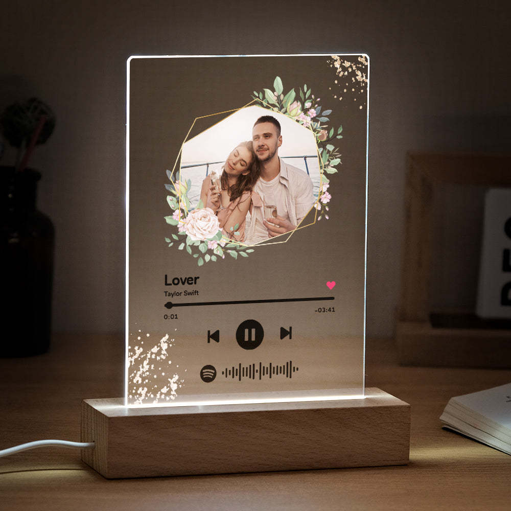Custom Spotify Code Song Plaque Music Glass Keychain/Plaque/NightLight Gift For Lover - customphotokeychain