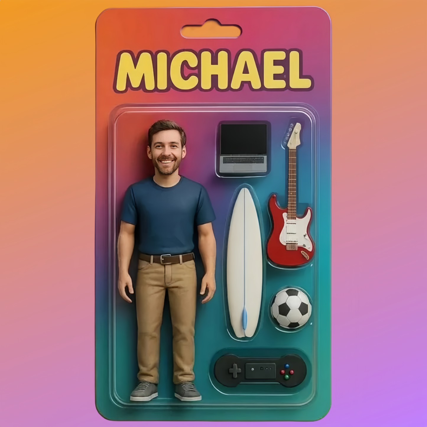 Custom Action Figure Pack Packaging Toy Box Style Art Gift Personalized Acrylic Car Hanger Gift for Dad