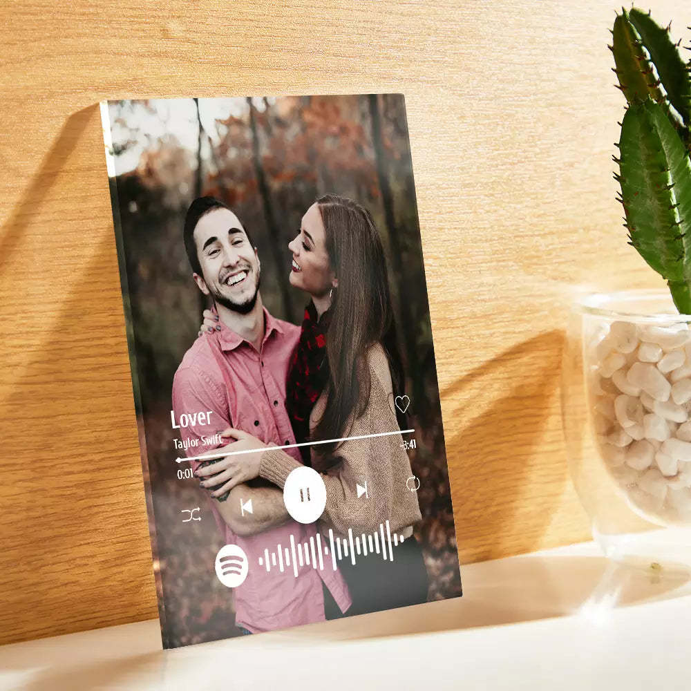 Custom Acrylic Spotify Glass Keychain/Plaque Gift for Couples - customphotokeychain