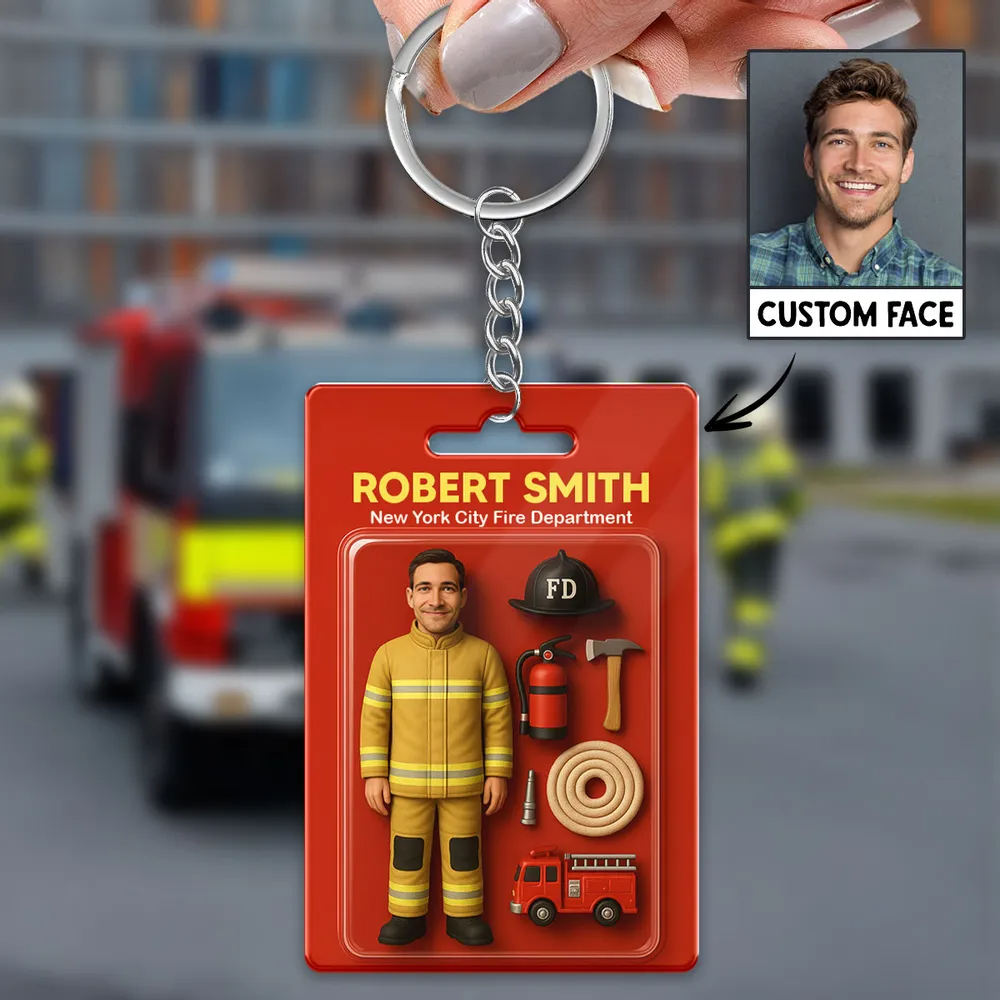 Custom 3D Effect Action Figure Pack Packaging Toy Box Style Art Gift Personalized Acrylic Keychain Gift for Mother - CustomPhotoKeychainUK