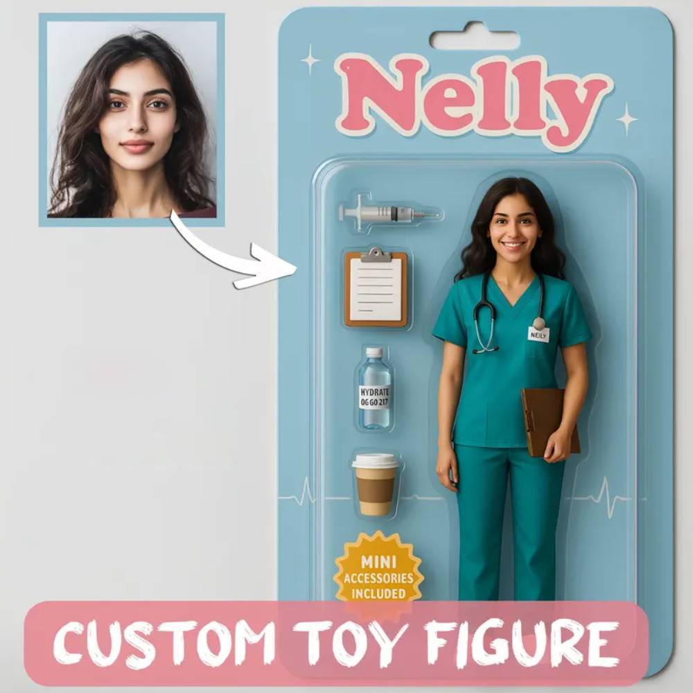 Custom 3D Effect Action Figure Pack Packaging Toy Box Style Art Gift Personalized Acrylic Car Hanger Gift for Dad - CustomPhotoKeychainUK