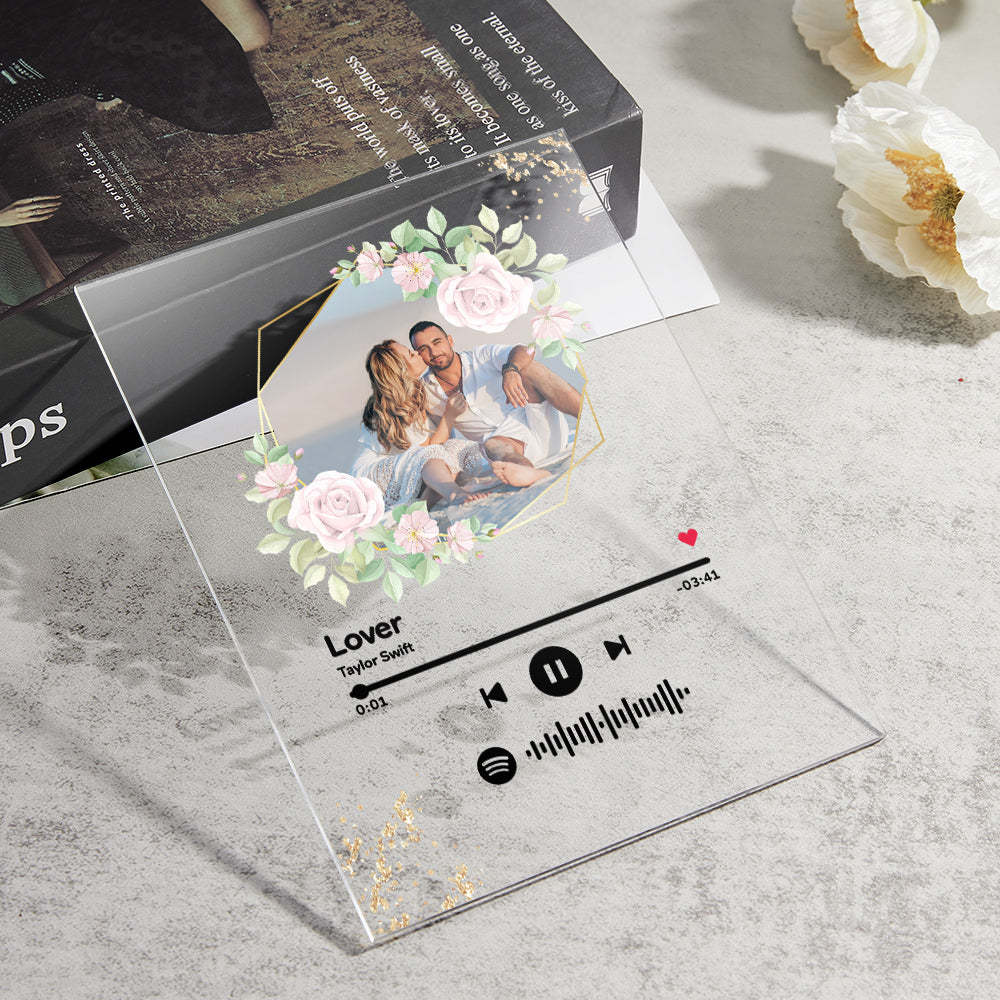 Custom Spotify Code Song Plaque Music Glass Keychain/Plaque/NightLight Gift For Lover - customphotokeychain