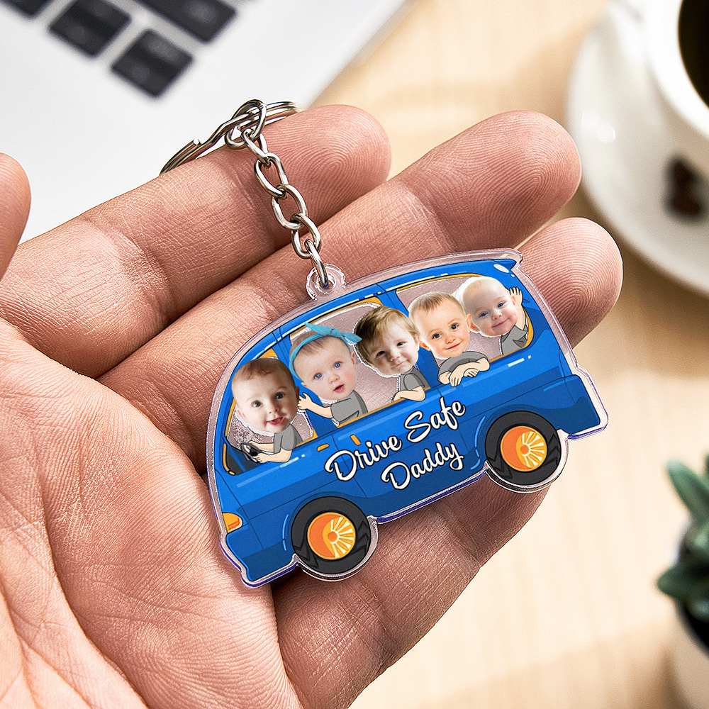 Personalized Drive Safe Keychain Custom Car Style Keychain Gifts for Father - CustomPhotoKeychainUK