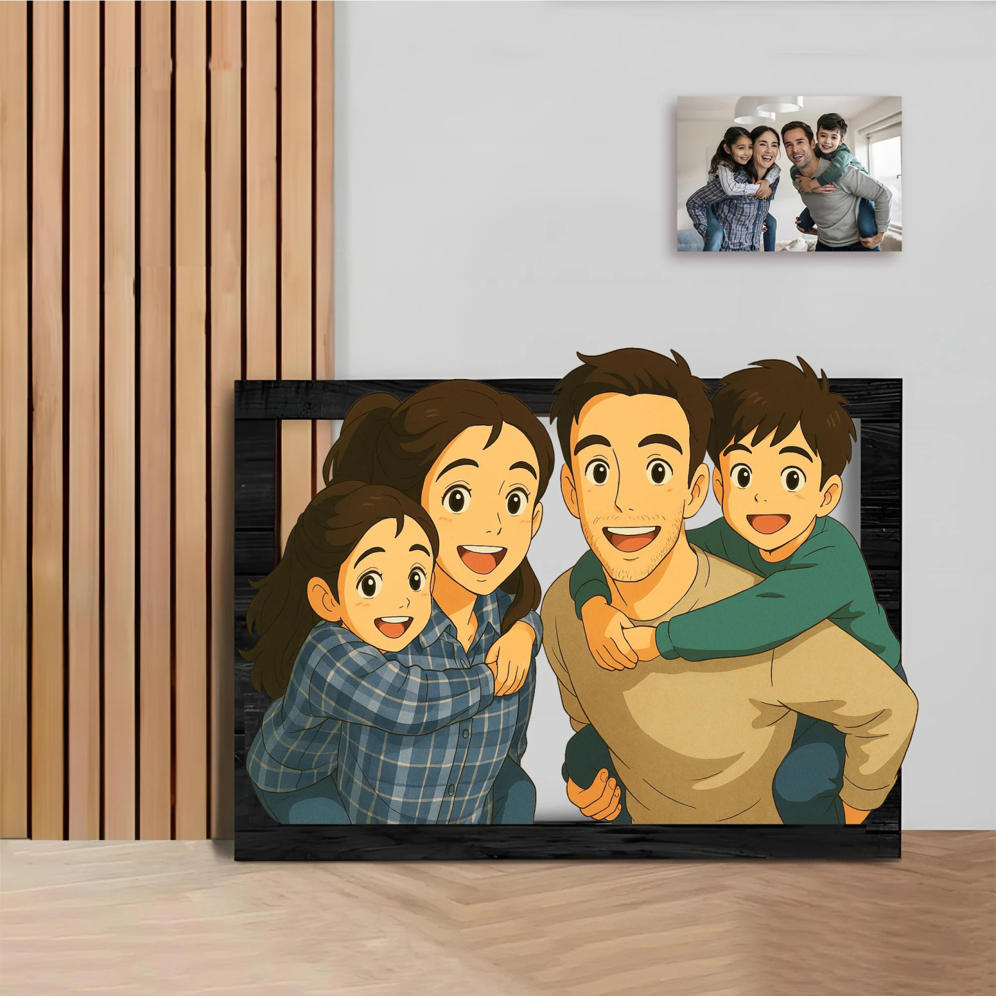 Personalized Ghibli Portrait Frame Wedding Anniversary Christmas Couple Gift - CustomPhotoKeychainUK