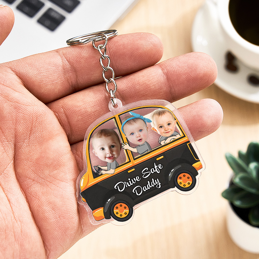 Personalized Drive Safe Keychain Custom Car Style Keychain Gifts for Father - CustomPhotoKeychainUK