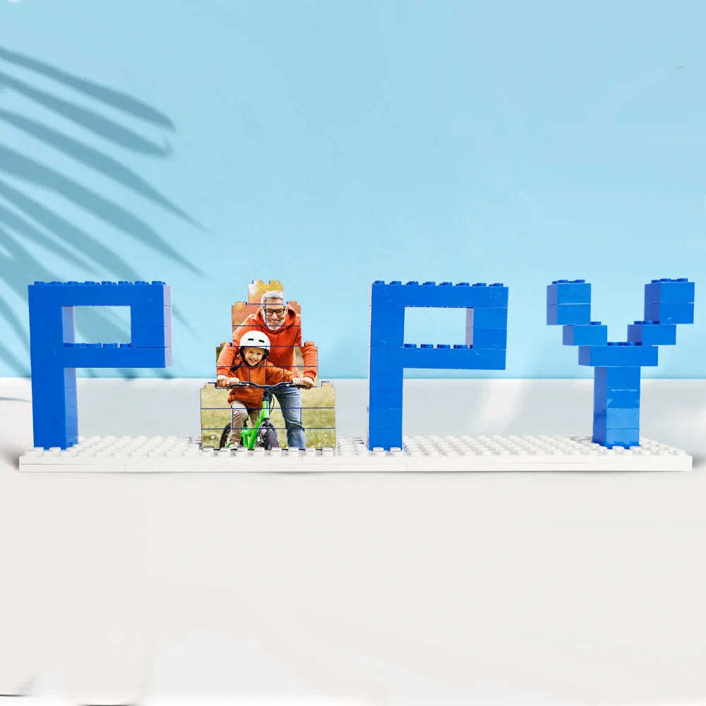 Personalized DAD and PAPA Photo Building Brick Puzzles Photo Block Father's Day Gifts - CustomPhotoKeychainUK