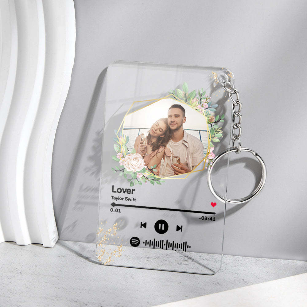 Custom Spotify Code Song Plaque Music Glass Keychain/Plaque/NightLight Gift For Lover - customphotokeychain