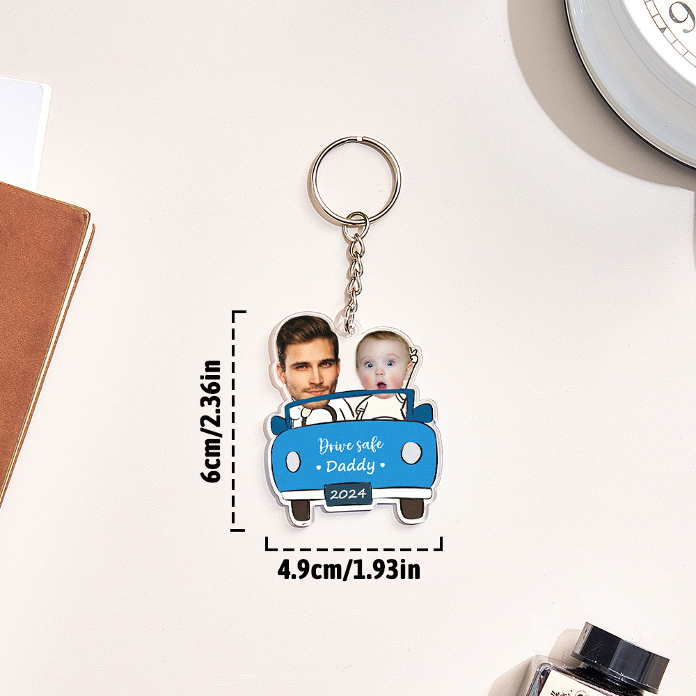 Personalized Drive Safe Keychain Custom Car Style Keychain Gifts for Father - CustomPhotoKeychainUK