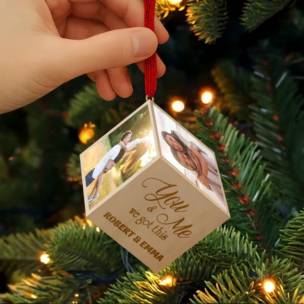 Custom Photo You And Me We Got This Cube Ornament
