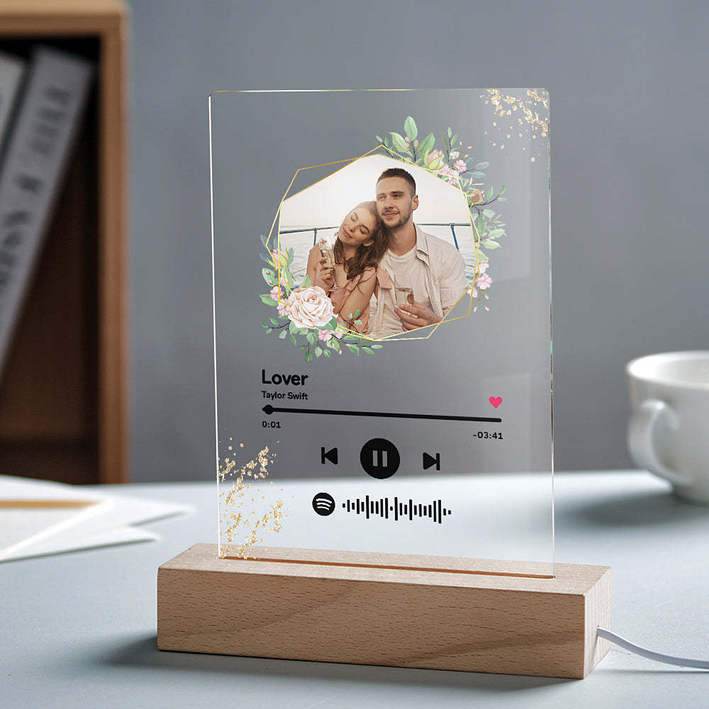 Custom Spotify Code Song Plaque Music Glass Keychain/Plaque/NightLight Gift For Lover - customphotokeychain