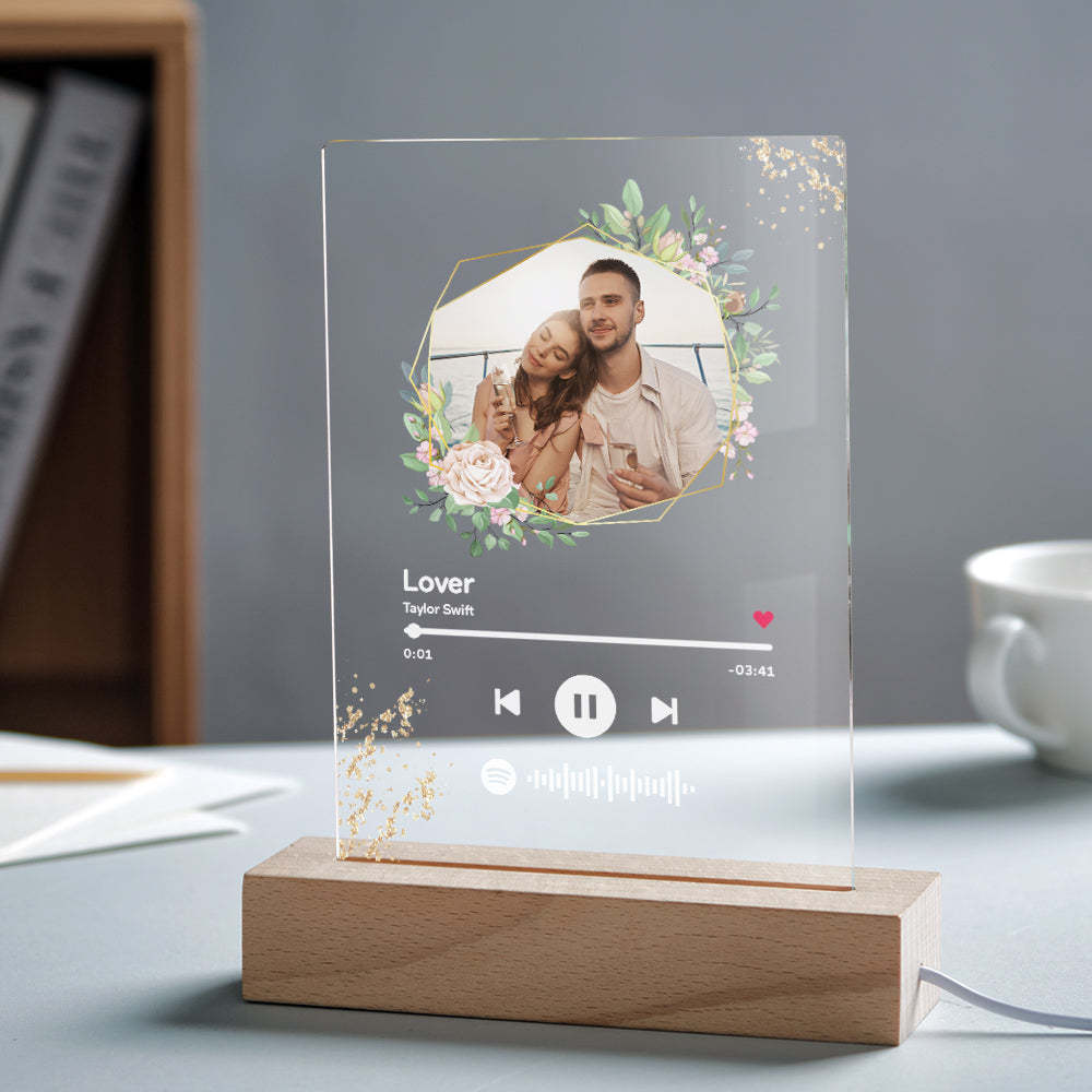 Custom Spotify Code Song Plaque Music Glass Keychain/Plaque/NightLight Gift For Lover - customphotokeychain