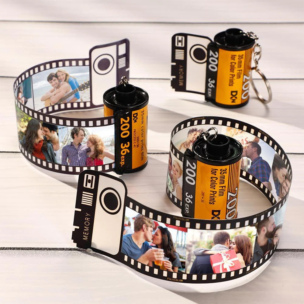 Custom Keychains Film Roll Keyring Customizable Romantic Camera Roll Keychain Customized Gifts Your Vintage Love Keychain