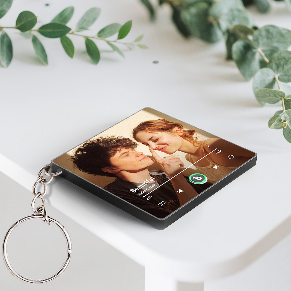 Personalized Photo Music Key Chain Album Box Bag Charm That Plays Music Without Cell Phone Anniversary Gifts - CustomPhotoKeychainUK
