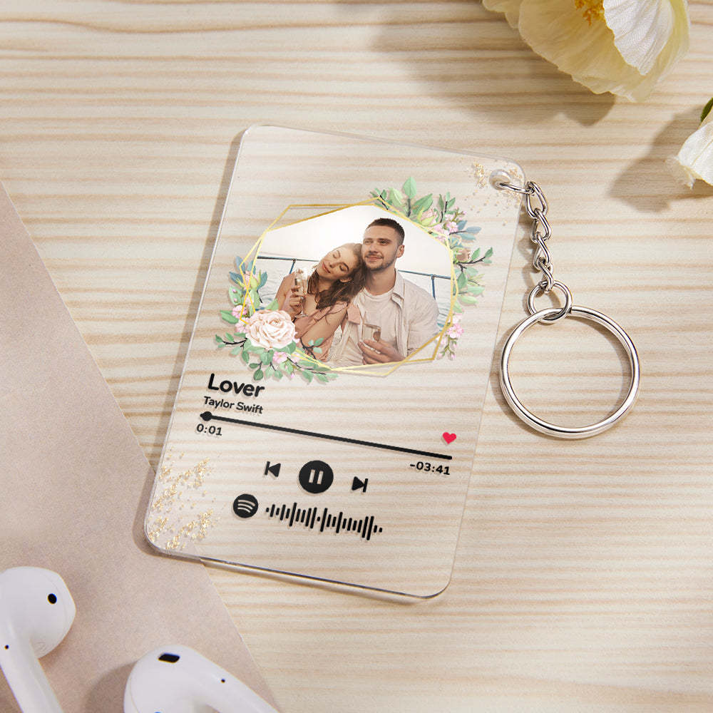 Custom Spotify Code Song Plaque Music Glass Keychain/Plaque/NightLight Gift For Lover - customphotokeychain