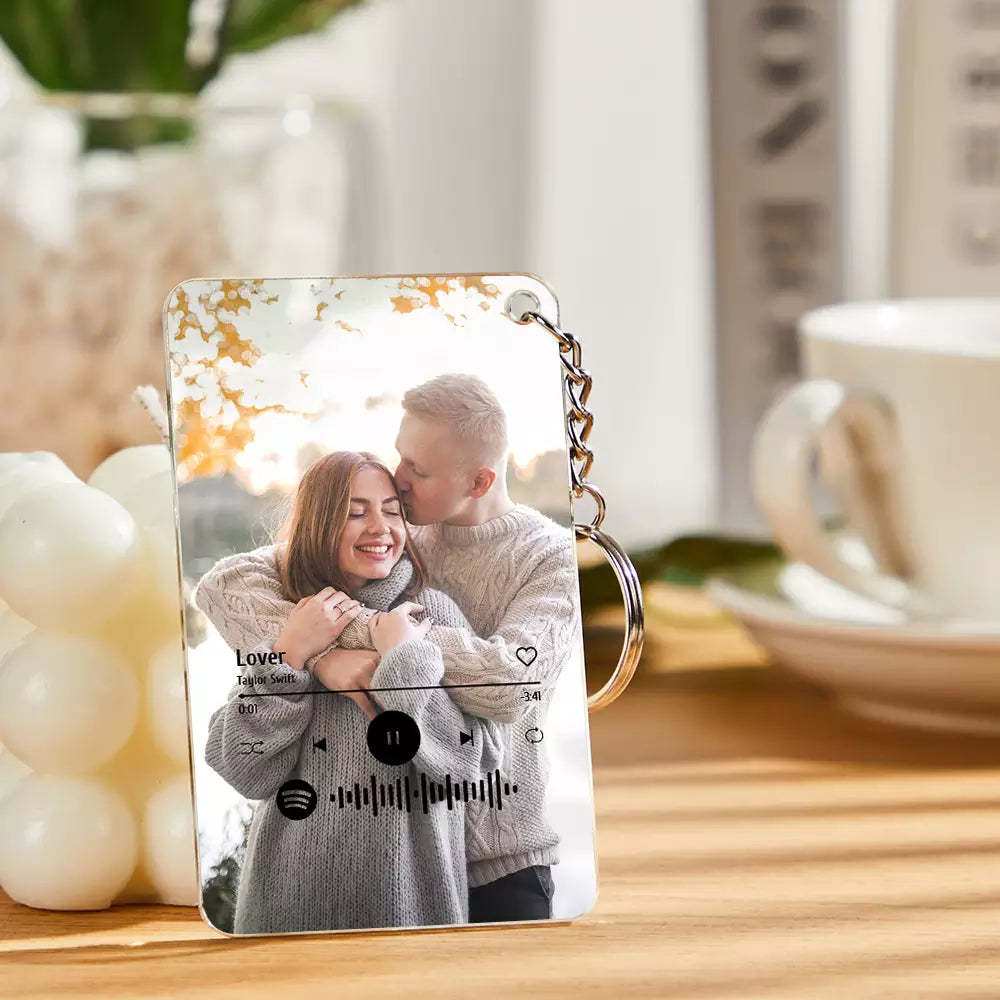 Custom Acrylic Spotify Glass Keychain/Plaque Gift for Couples - customphotokeychain