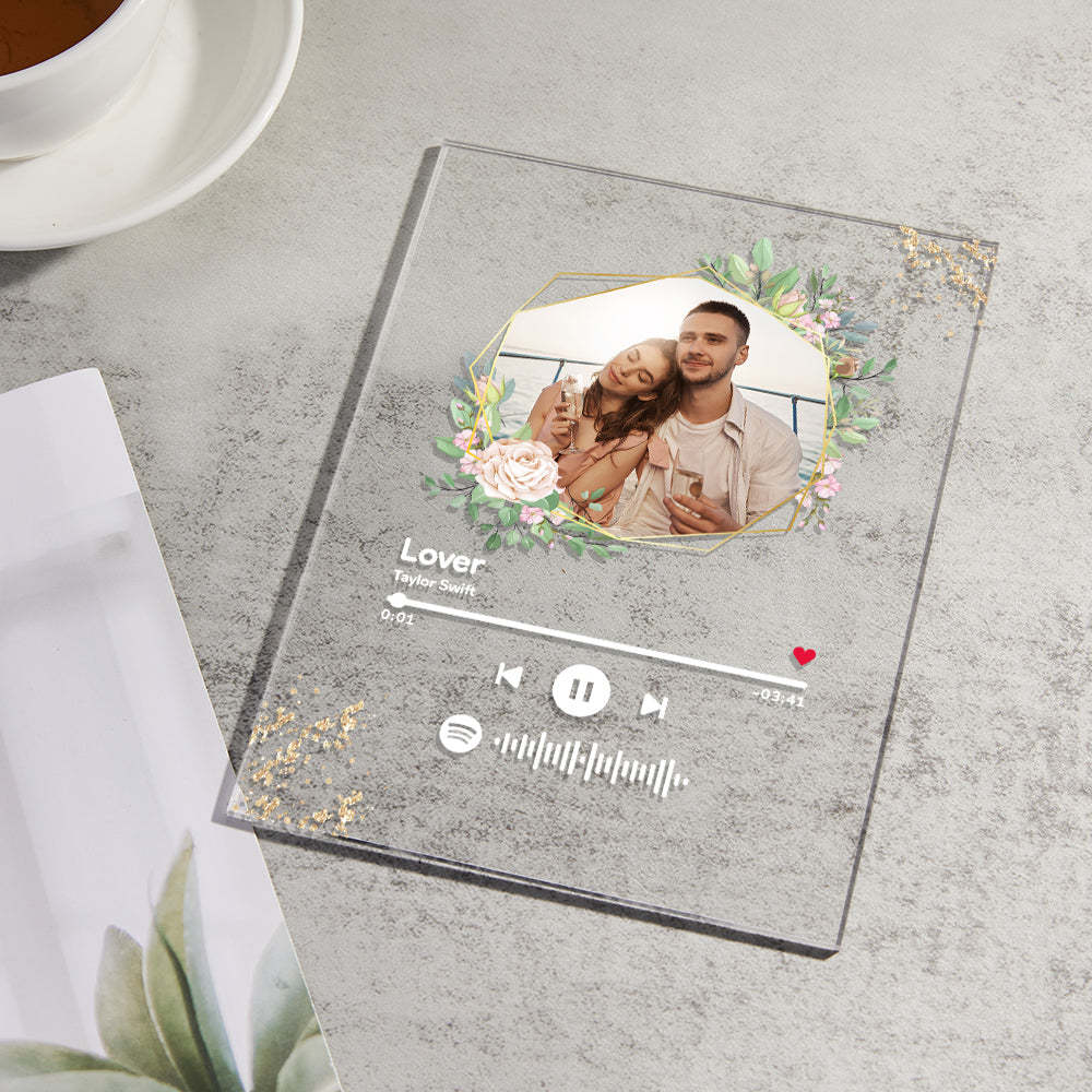Custom Spotify Code Song Plaque Music Glass Keychain/Plaque/NightLight Gift For Lover - customphotokeychain