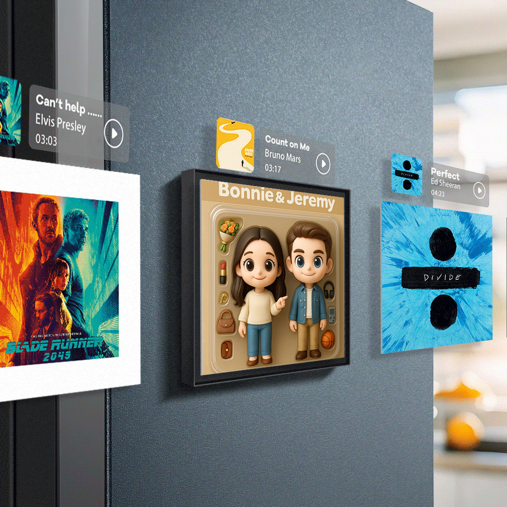 Custom Action Figure AI Photo Personalized Toy Box Art Style Music Fridge Magnets That Can Play Songs Gift for Couple - CustomPhotoKeychainUK